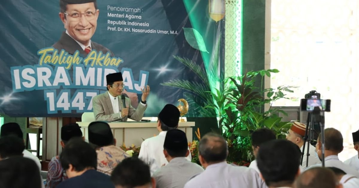 Foto:Menteri Agama Nasaruddin Umar peringatan Isra’ Mi’raj Nabi Muhammad SAW 1447 H yang digelar di Masjid As-Syifa Rumah Sakit Cipto Mangunkusumo (RSCM), Jakarta, Kamis (15/1/2026)./Foto Humas Kemenag